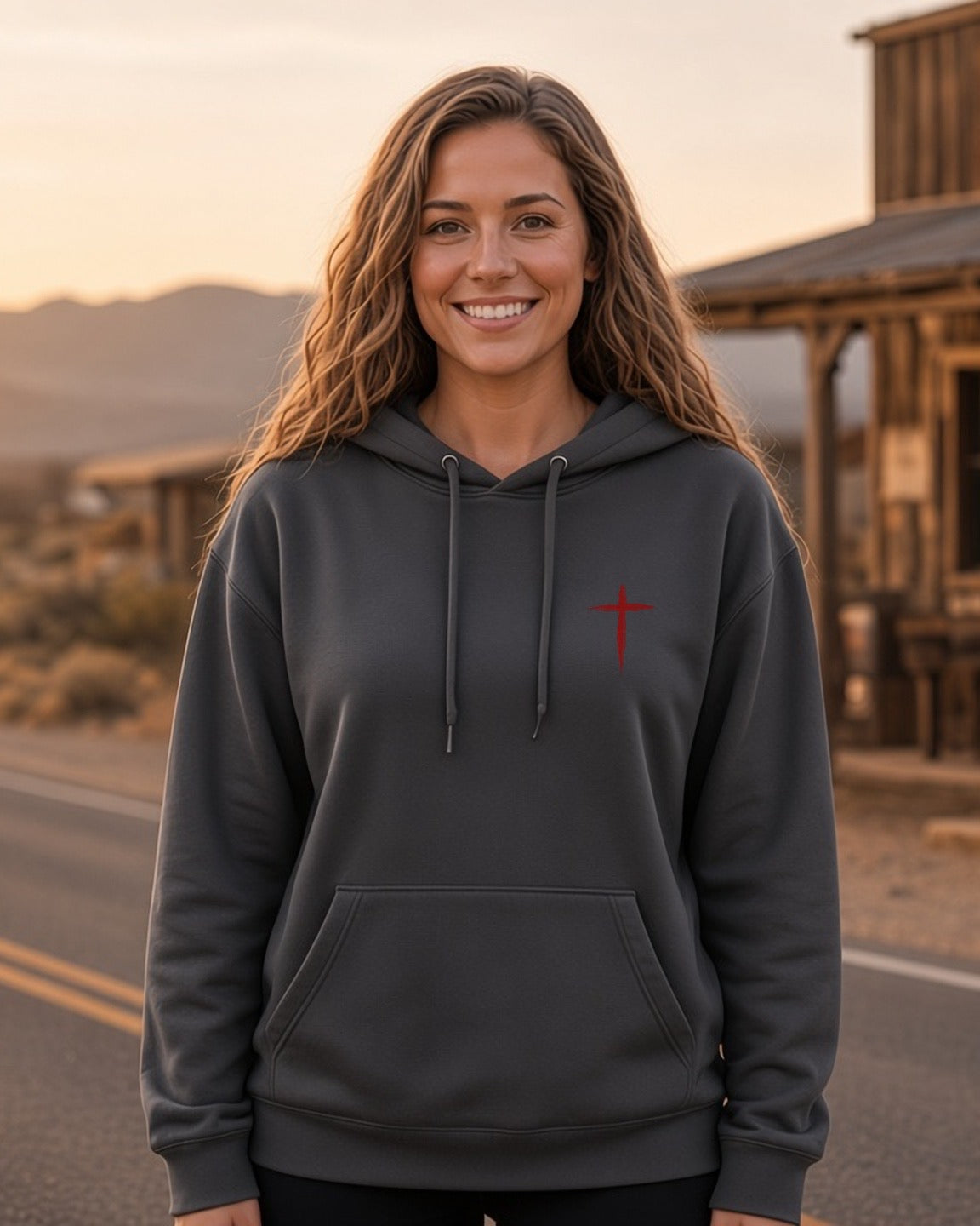 Throttle & Faith Chopper Hoodie - Charcoal