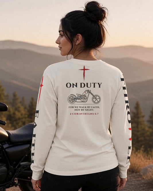 Throttle & Faith On Duty Long Sleeve - Ivory