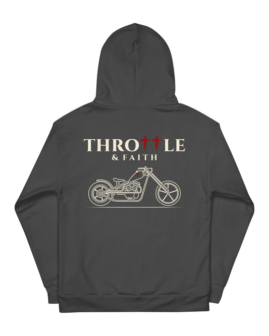 Throttle & Faith Chopper Hoodie - Charcoal